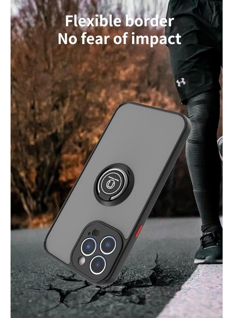 Case for IPhone 17 Pro Max Case Cover Metal Ring Holder Grip Kickstand Car Magnetic Mount Shockproof Matte Hard Back Bumper Case for IPhone 17 Pro Max 5G 2025 Black - Image 3